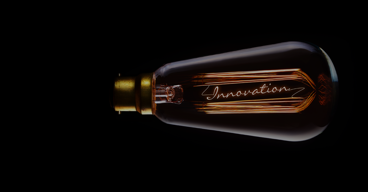 Lightbulb with the word “Innovation” inside it.